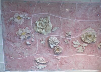 Pink backsplash - flowers